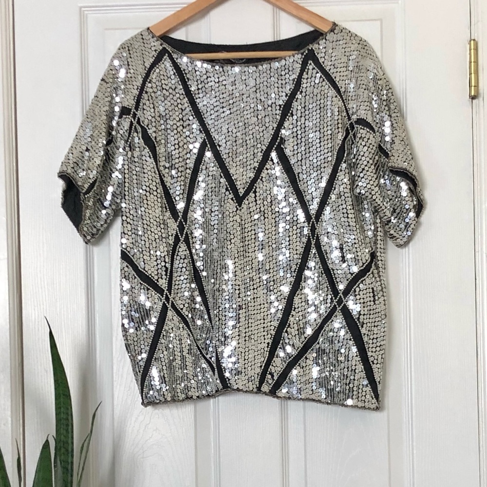 Vintage 1980’s Silver sequin top